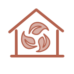 Icon eines Hauses, indem drei Blätter sind, das für nachhaltiges Heizen bei Hafnertec steht