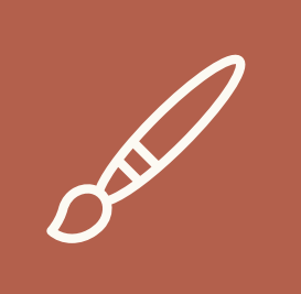 Icon eines Pinsels, der für Design steht
